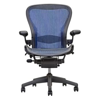 Herman Miller Aeron, bureaustoel, blauwe bureaustoel, ergonomische bureaustoel, tweedehands bureaustoel, refurbished, luxe bureaustoel, design