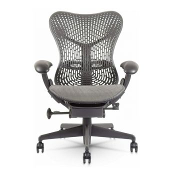 Herman Miller Mirra refurbished, design bureaustoel, tweedehands, grijs