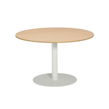 ronde tafel, kantinetafel, statafel, vergadertafel, houten blad, hout, wit