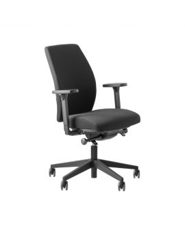 Zwarte gestoffeerde bureaustoel Be brave 250 met ergonomische normering EN1335, zwart onderstel, perfect in een moderne kantoorinrichting 