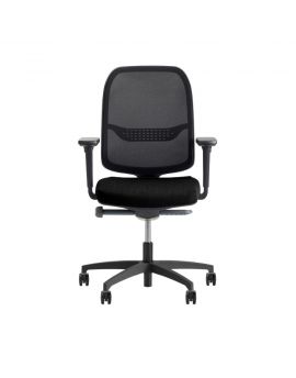 Zwarte bureaustoel, met ergonomische normering EN1335, zwart onderstel, perfect in een moderne kantoorinrichting en goedkopere optie 