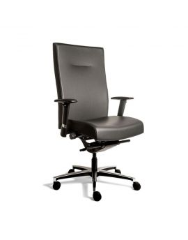 Daily Office bureaustoel met zwart leren bekleding en aluminium onderstel