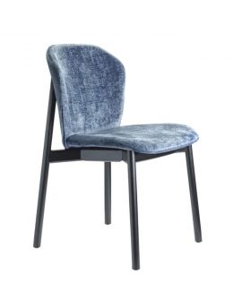 blauwe stoel, uniek, vergaderstoel, kantinestoel, scab, zwarte poten