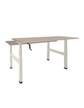 zit sta bureau, slinger, handmatig verstelbaar, wit, hout
