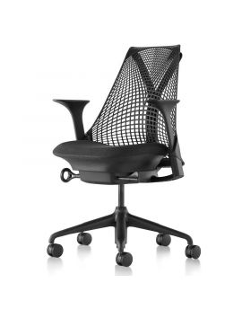 Herman miller sayl, tweedehands, zwart frame, zwarte zitting, bureaustoel, luxe bureaustoel