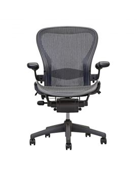 Herman Miller Aeron, bureaustoel, zwarte bureaustoel, ergonomische bureaustoel, refurbished, tweedehands, design bureaustoel, luxe bureaustoel