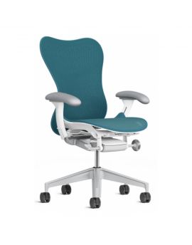 Herman Miller Mirra 2, bureaustoel, blauwe stoel, ergonomische bureaustoel, luxe bureaustoel, design bureaustoel, refurbished