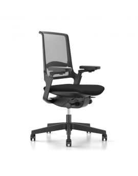 Zwarte ergonomische bureaustoel met netbespannen rugleuning 