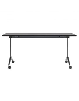 MDD Fold, klaptafel, opvouwbare tafel, zwarte tafel, tafel met wielen, bureau, klapbureau, vergadertafel, zwart, bureau met wielen