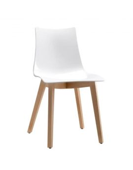 Scab Natural Zebra Antishock, stoel, Glossy White, houten poten, witte stoel, kantinestoel, vergaderstoel, kantoor