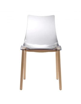 Scab Natural Zebra Antishock Transparent, doorzichtige zitkuip, houten poten, kantoor, kantinestoel, vergaderstoel, design stoel